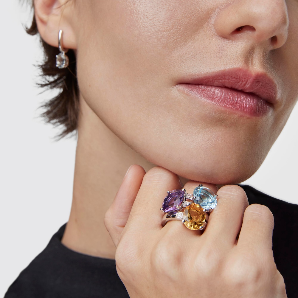 Bague en argent avec diamant et topaze Basic Colors