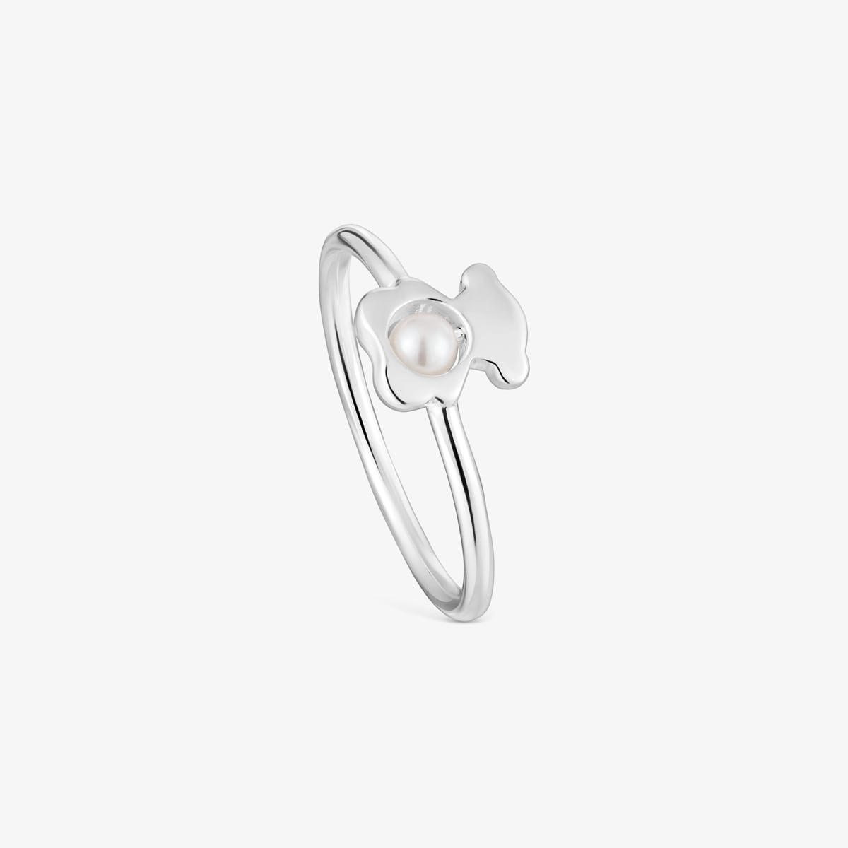 Tous - Anillo Pequeño Oso De Plata Con Perla Cultivada I-Bear Talla 10