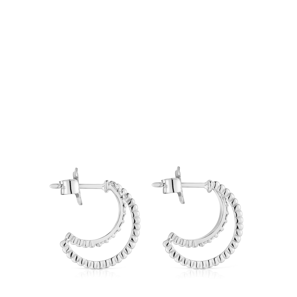 Short double hoop white gold Earrings with Diamonds Les Classiques Short double hoop white gold Earrings with Diamonds Les Classiques