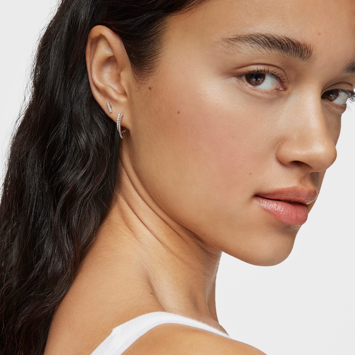 Short double hoop white gold Earrings with Diamonds Les Classiques