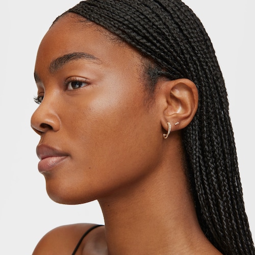 Pendientes aro doble corto de oro con diamantes Les Classiques