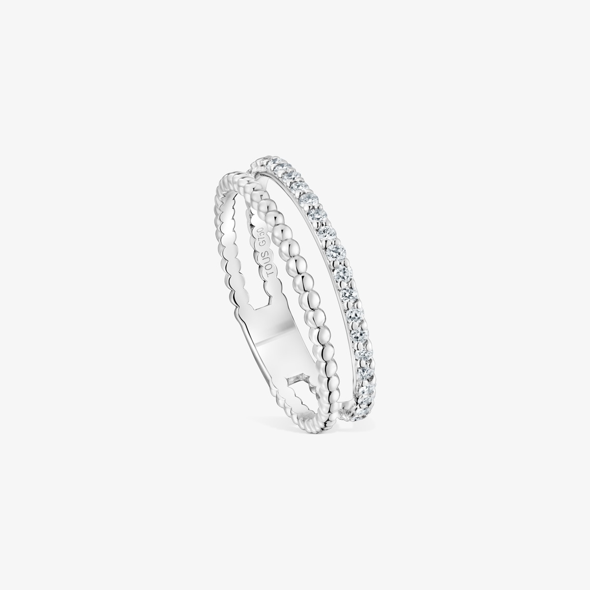 Tous - Anillo Doble Mediano De Oro Blanco Y Diamantes Les Classiques Talla 12