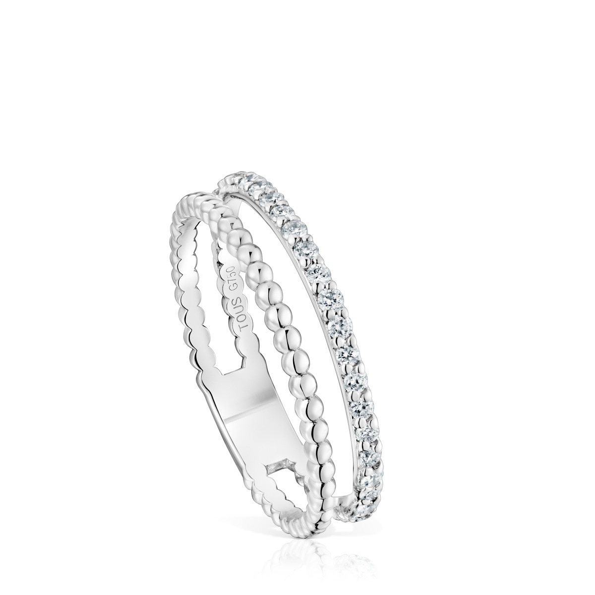 Anillo doble mediano de oro blanco y diamantes Les Classiques