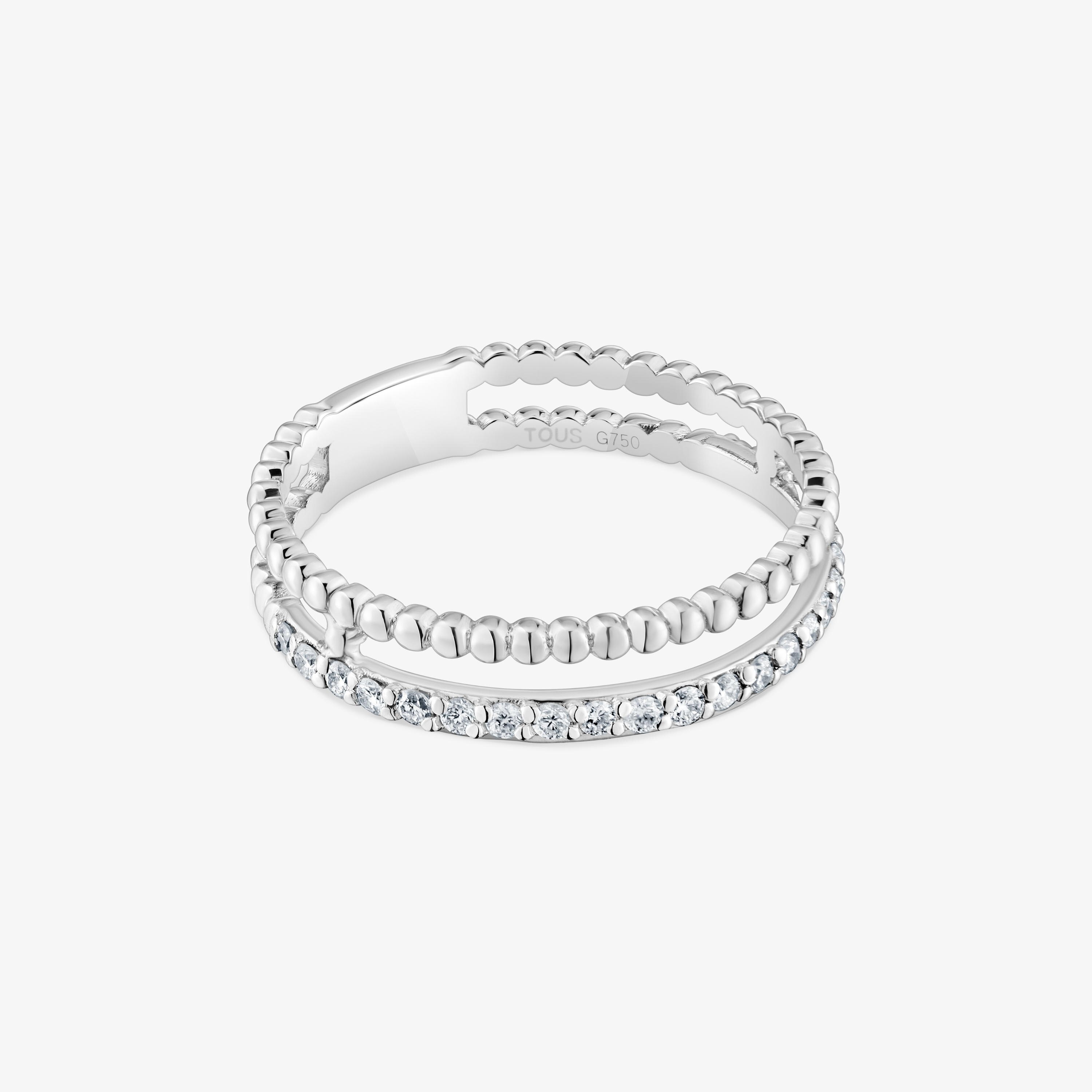 Medium double Ring 18K white gold with diamonds Les Classiques