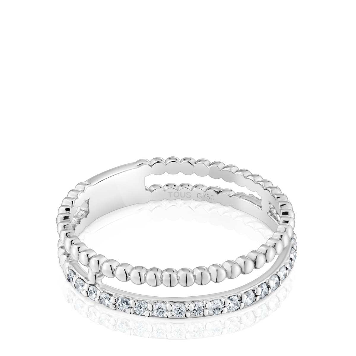 Anillo doble mediano de oro blanco y diamantes Les Classiques