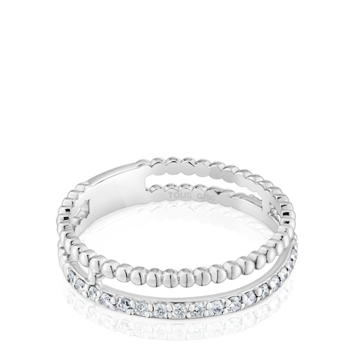 Medium double Ring in white gold with diamonds Les Classiques
