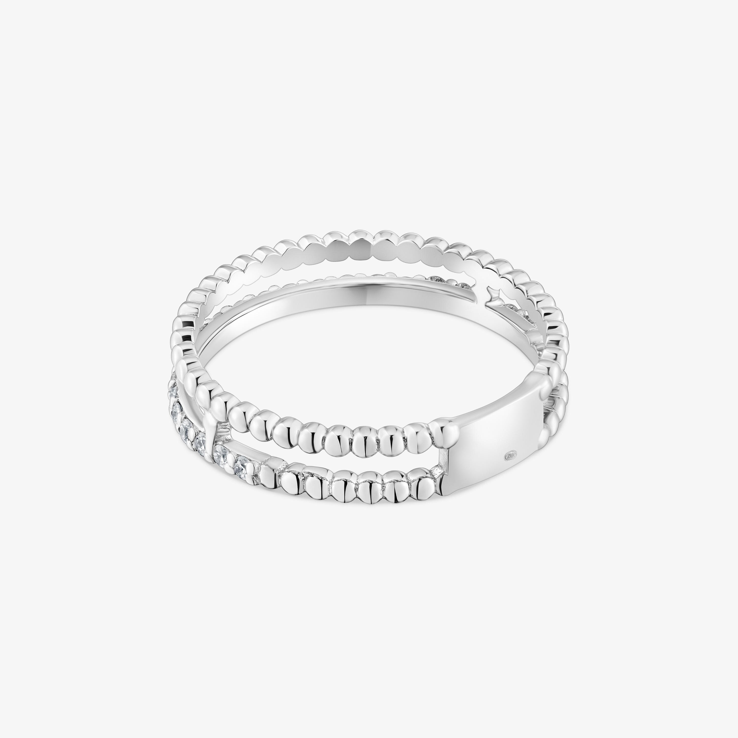 Medium double Ring 18K white gold with diamonds Les Classiques