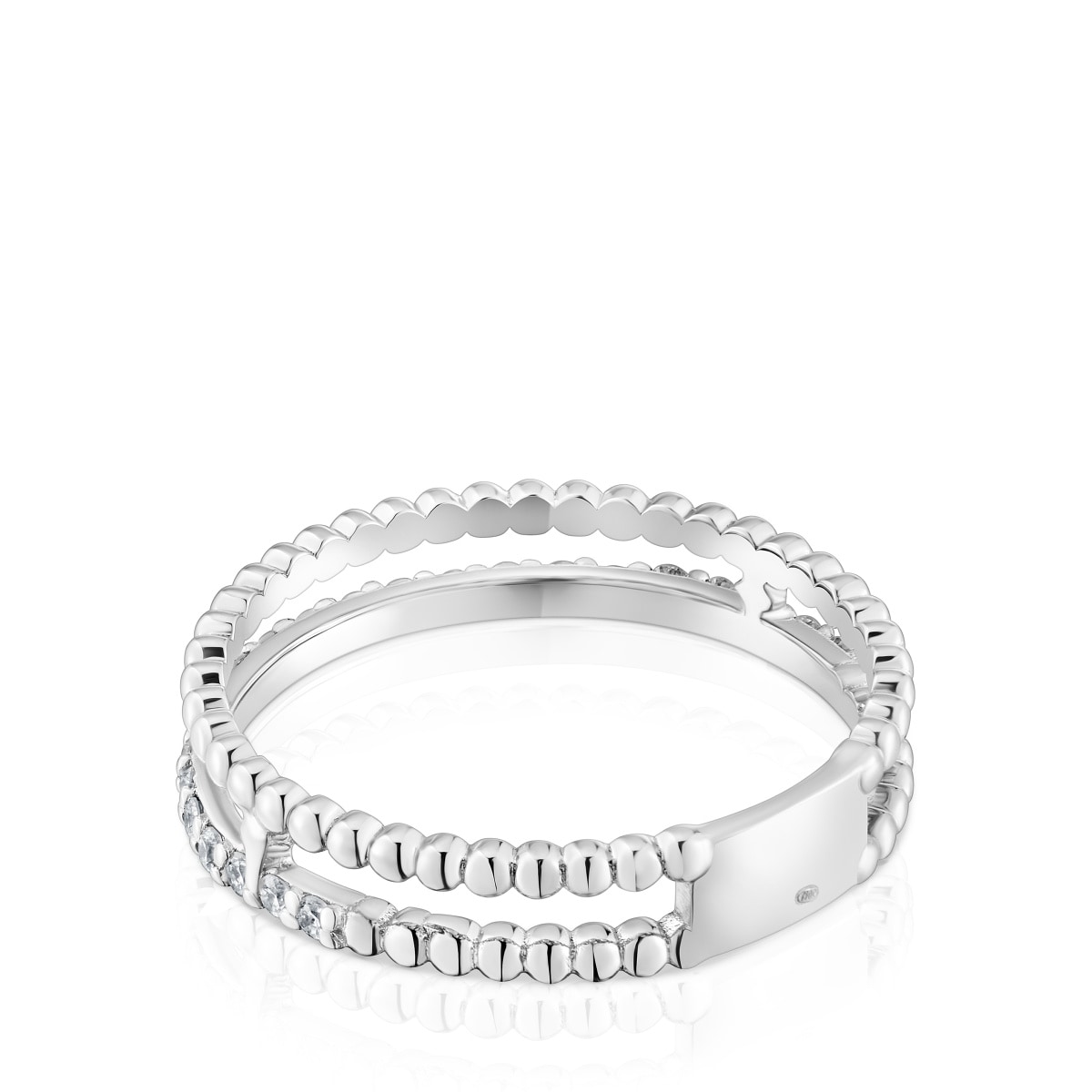 Anillo doble mediano de oro blanco y diamantes Les Classiques