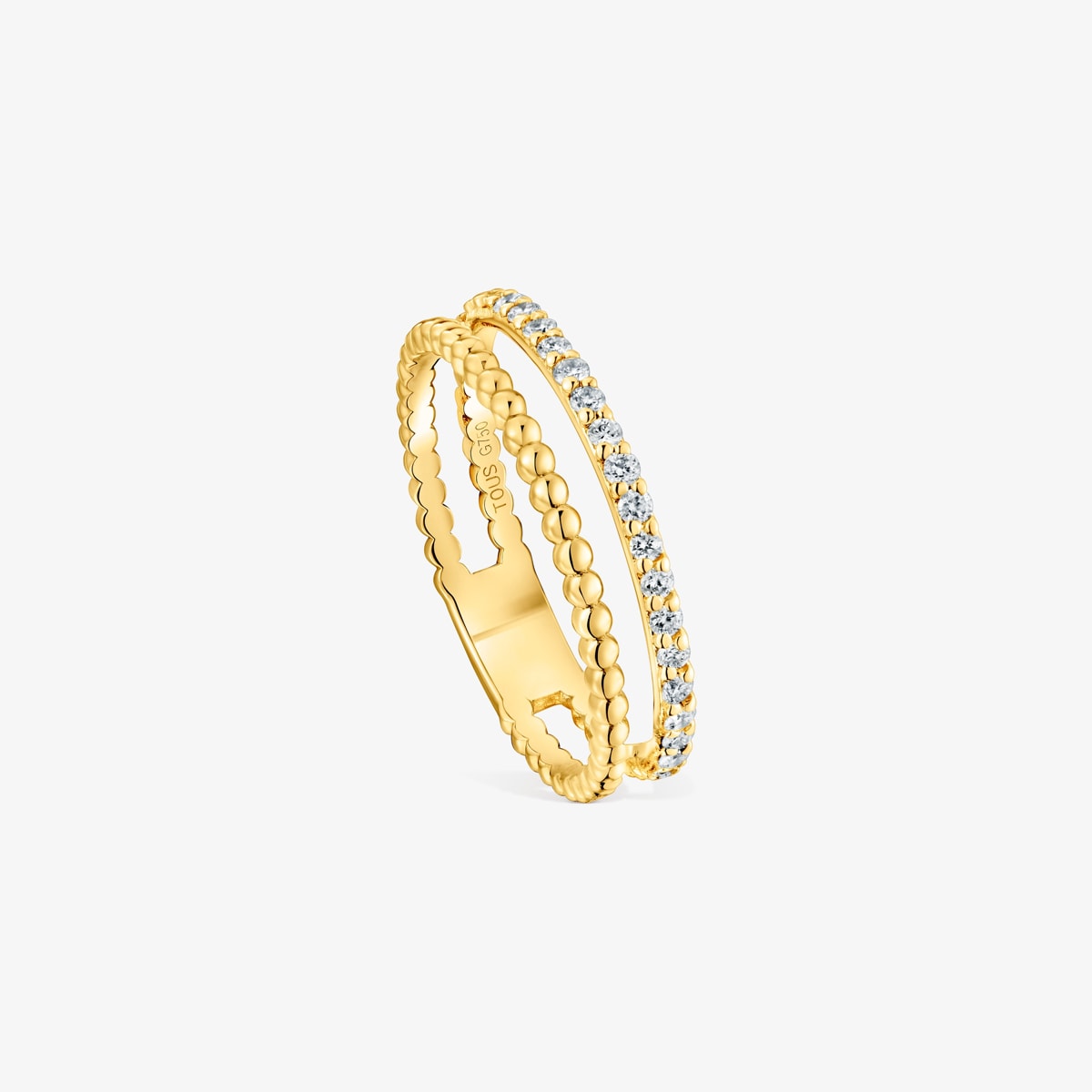 Tous - Anillo Doble Mediano De Oro Y Diamantes Les Classiques Talla 14