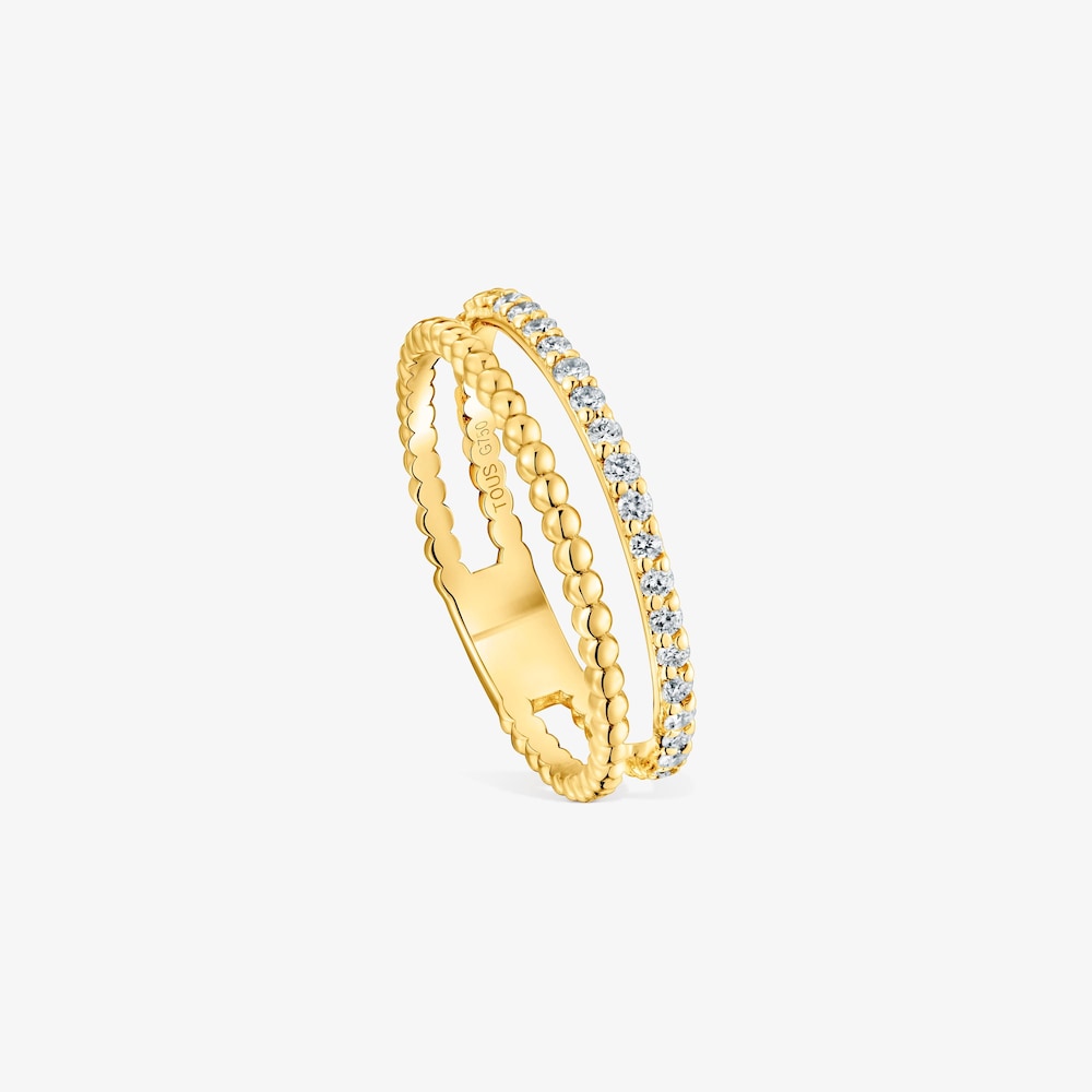 Medium double 18K solid gold Ring with diamonds Les Classiques