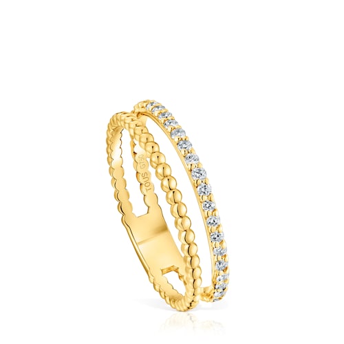 Anillo doble mediano de oro y diamantes Les Classiques