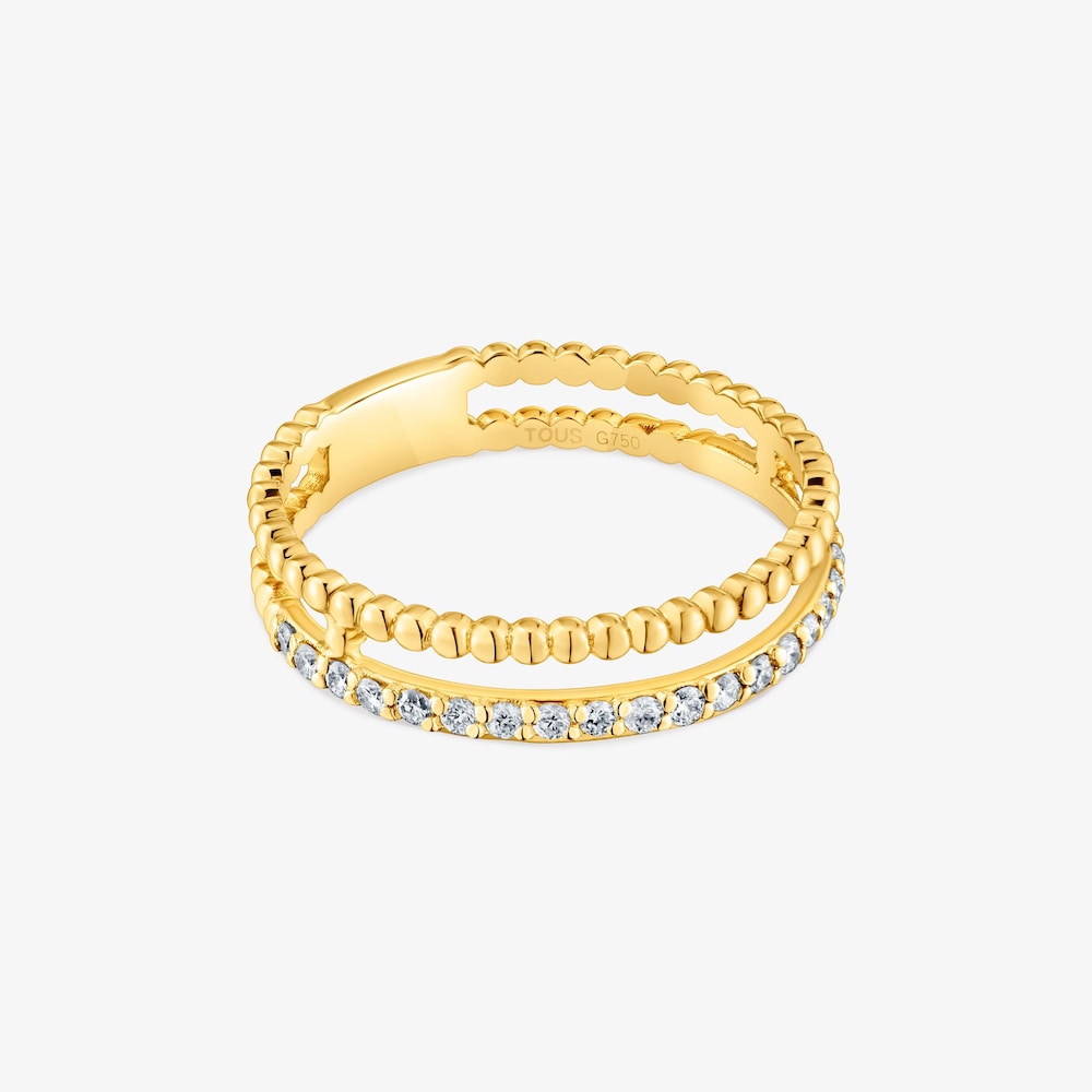 Medium double 18K solid gold Ring with diamonds Les Classiques