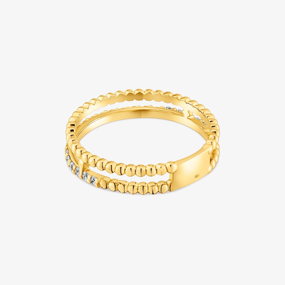 Medium double 18K solid gold Ring with diamonds Les Classiques