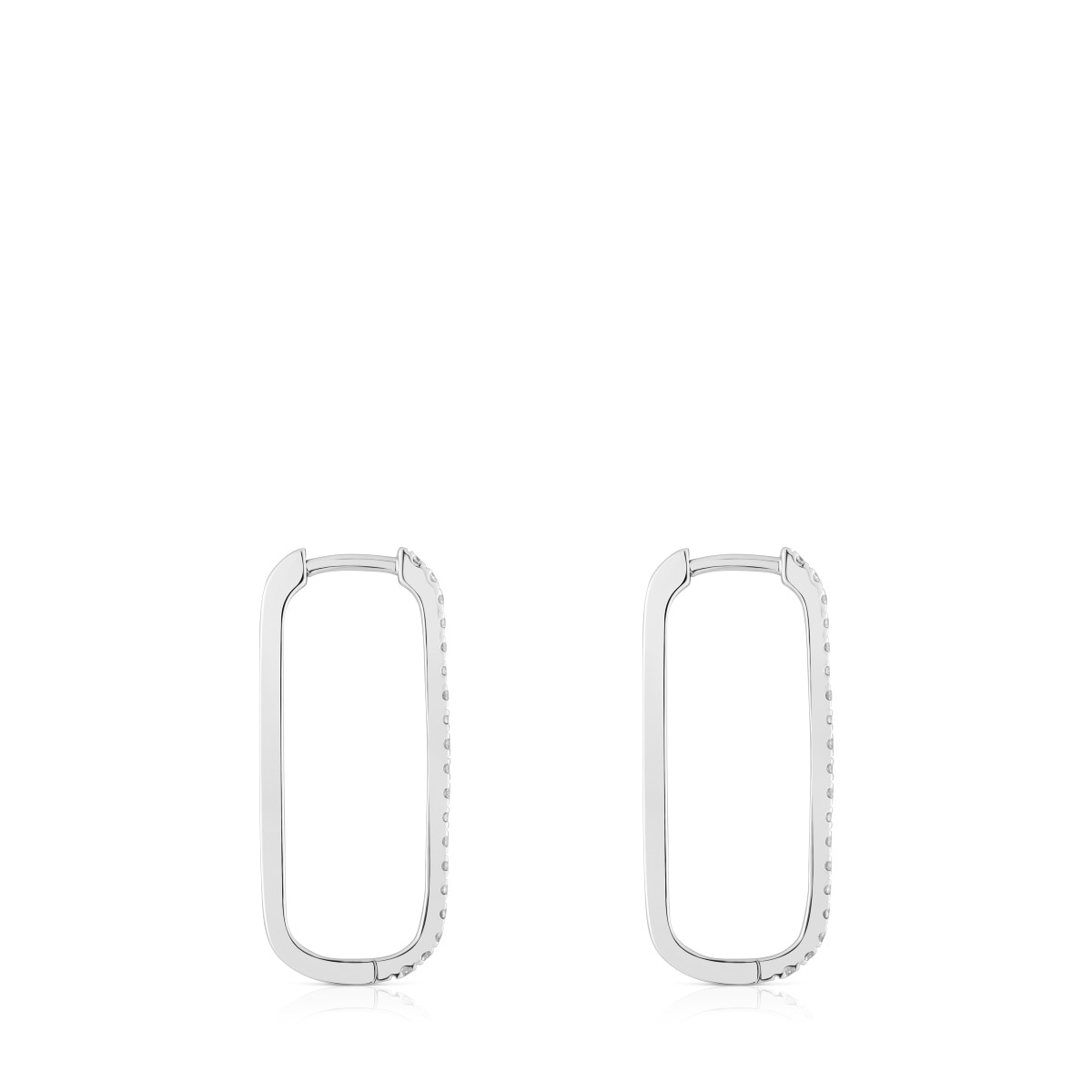 Long oval hoop Earrings in white gold with diamonds Les Classiques