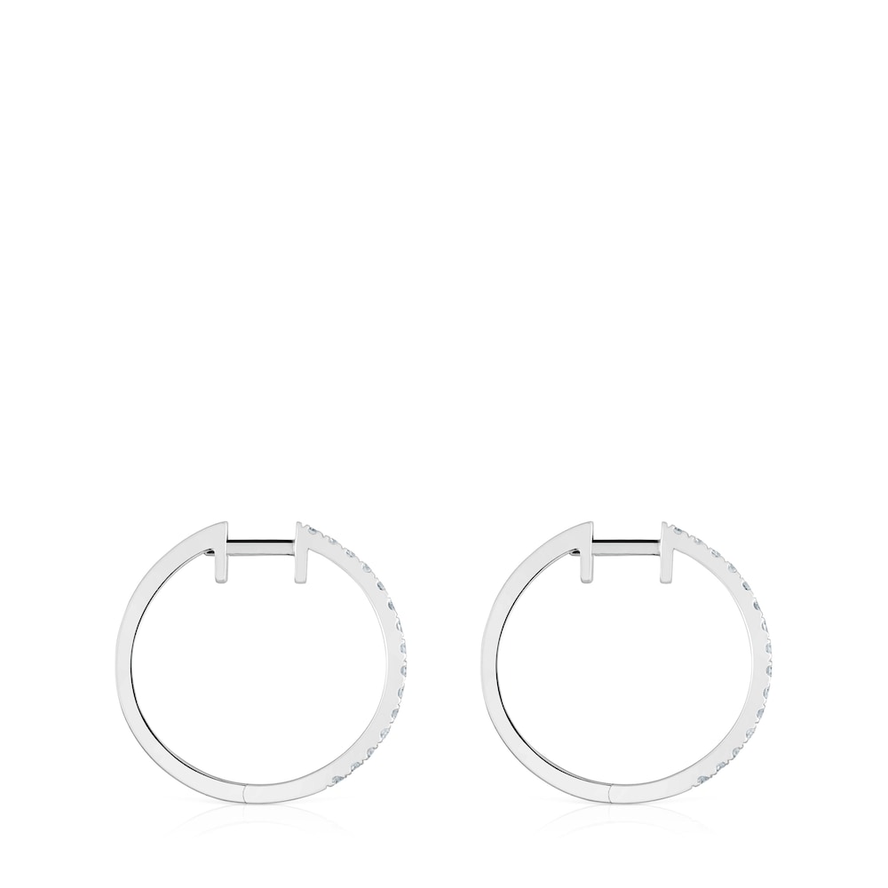 Pendientes aro cortos de oro blanco con diamantes 14,5 mm Les Classiques Pendientes aro cortos de oro blanco con diamantes 14,5 mm Les Classiques
