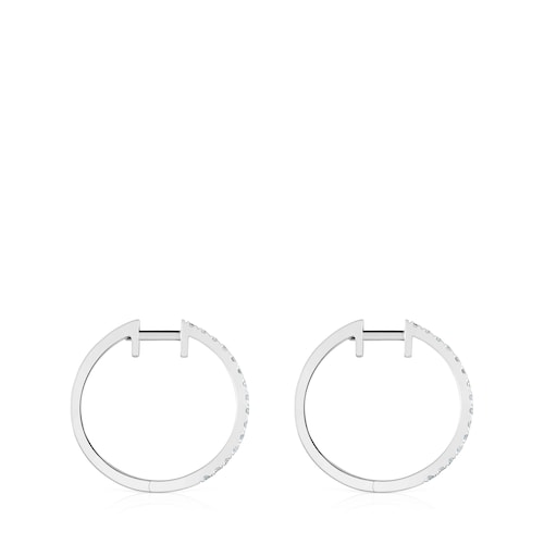 Pendientes aro cortos de oro blanco con diamantes 14,5 mm Les Classiques