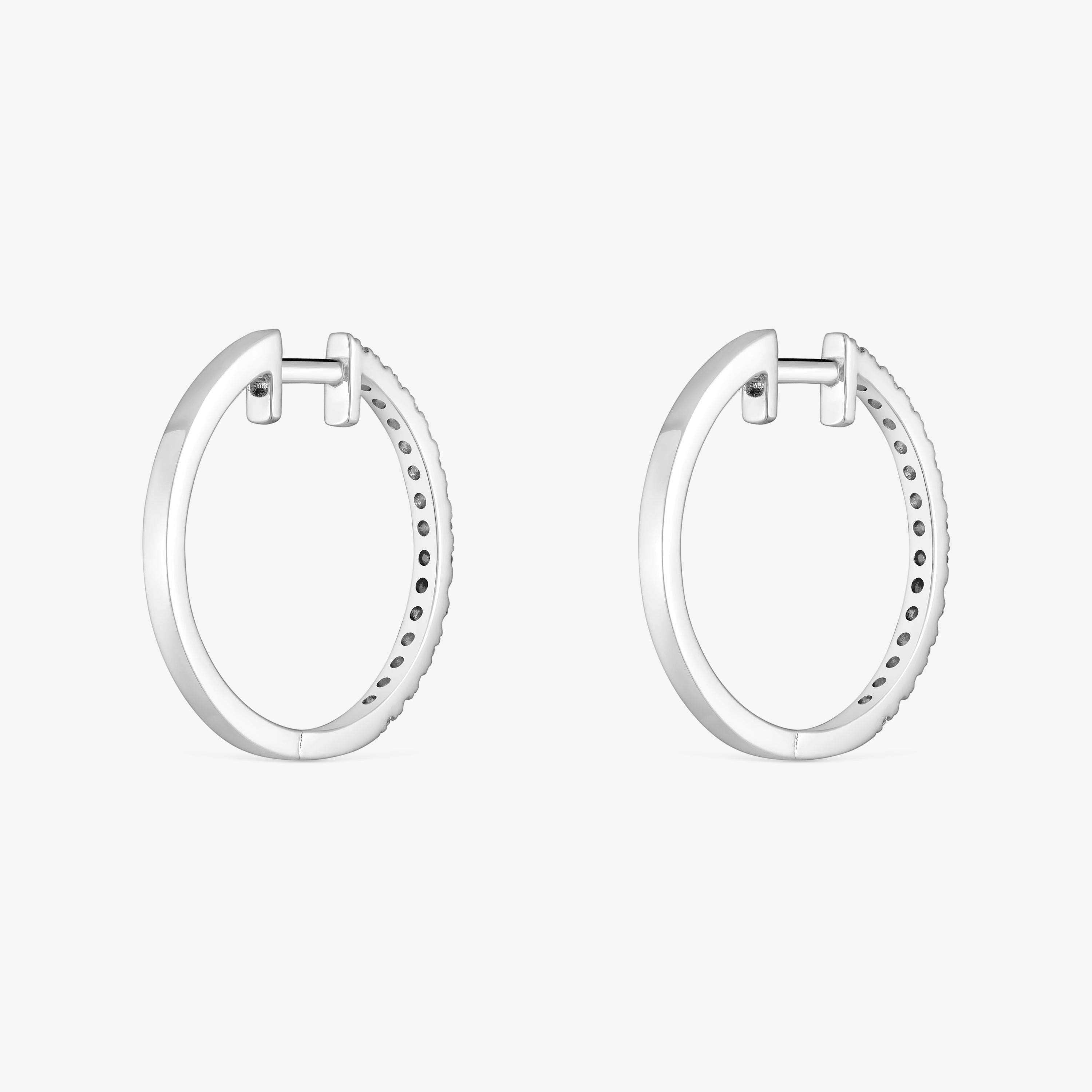 Short hoop Earrings in 18K white gold with mm diamonds Les Classiques