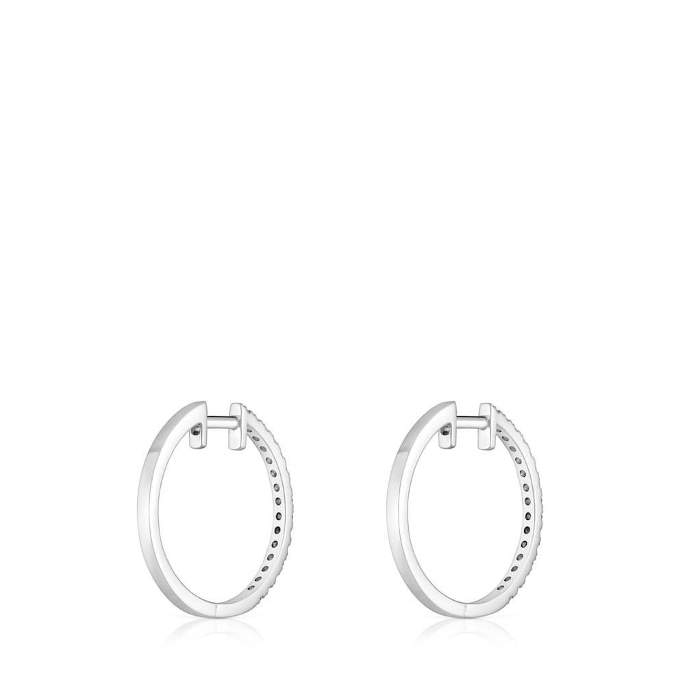 Pendientes aro cortos de oro blanco con diamantes 14,5 mm Les Classiques Pendientes aro cortos de oro blanco con diamantes 14,5 mm Les Classiques
