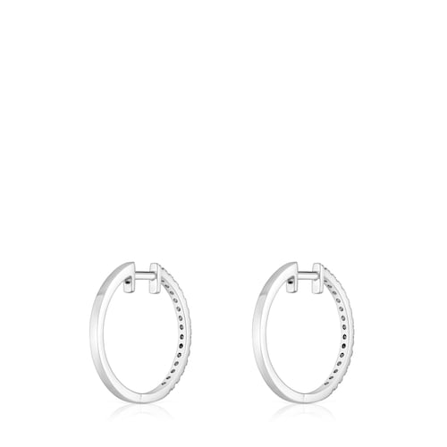 Pendientes aro cortos de oro blanco con diamantes 14,5 mm Les Classiques