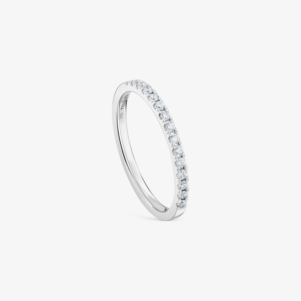 Tous - Anillo Media Alianza Mediana De Oro Blanco Con Diamantes Les Classiques Talla 12