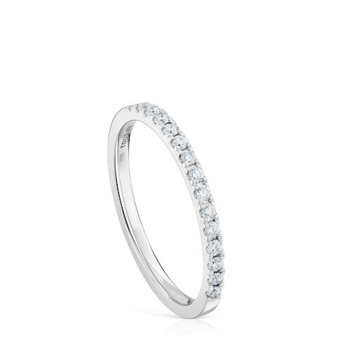 Anillo media alianza mediana de oro blanco con diamantes Les Classiques
