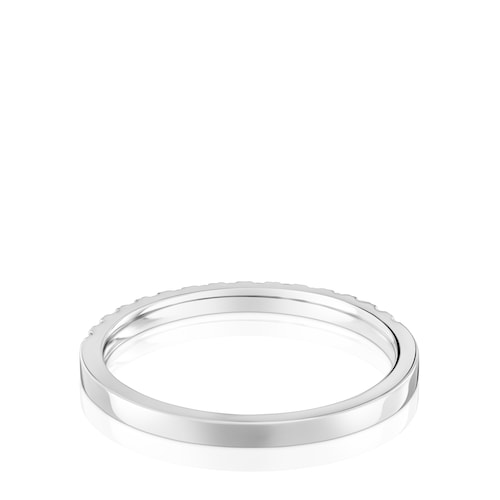 Anillo media alianza mediana de oro blanco con diamantes Les Classiques
