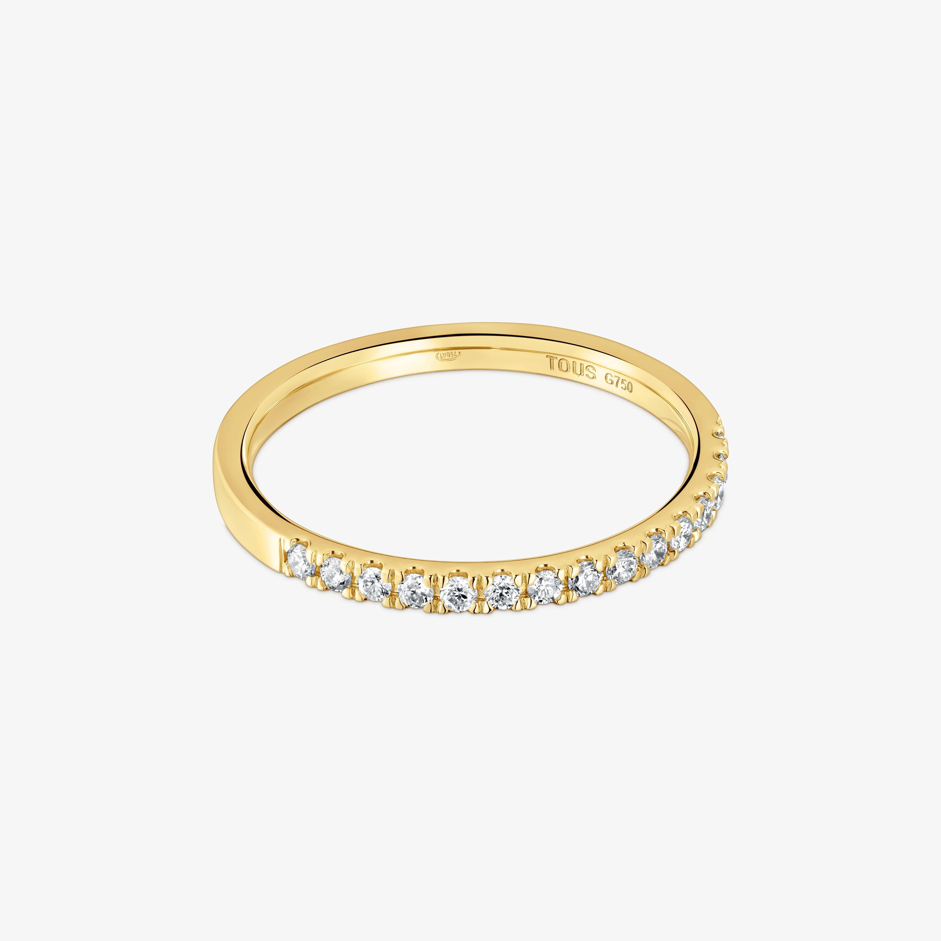 Medium Half eternity ring 18K solid gold with diamonds Les Classiques