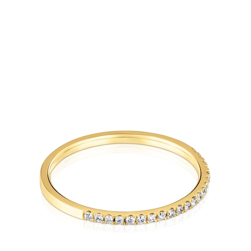 Anillo media alianza pequeña de oro con diamantes Les Classiques