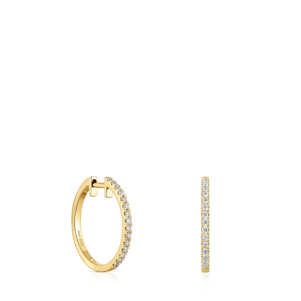 Short hoop Earrings in gold with 14 mm diamonds Les Classiques Short hoop Earrings in gold with 14 mm diamonds Les Classiques