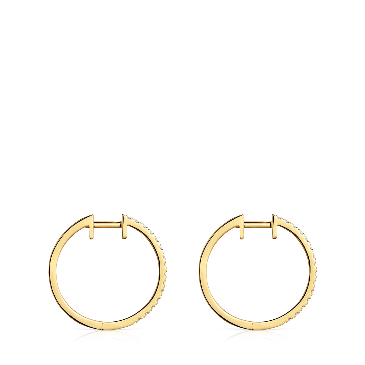 Pendientes aro cortos de oro con diamantes 14 mm Les Classiques