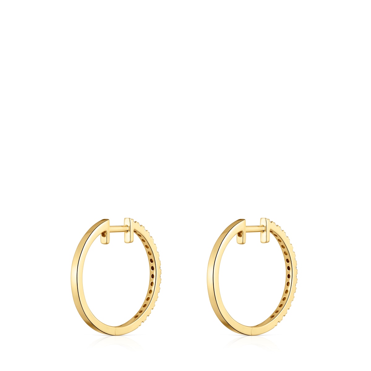 Pendientes aro cortos de oro con diamantes 14 mm Les Classiques