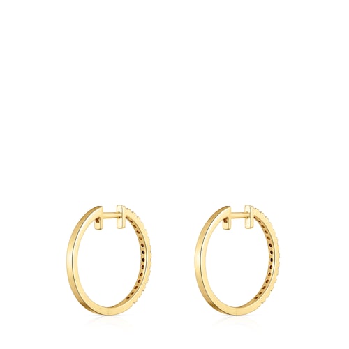 Short hoop Earrings in gold with 14 mm diamonds Les Classiques