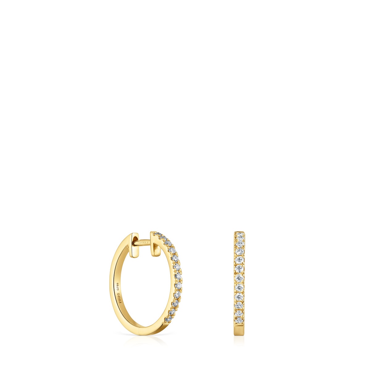 Short hoop Earrings in gold with 12,5 mm diamonds Les Classiques