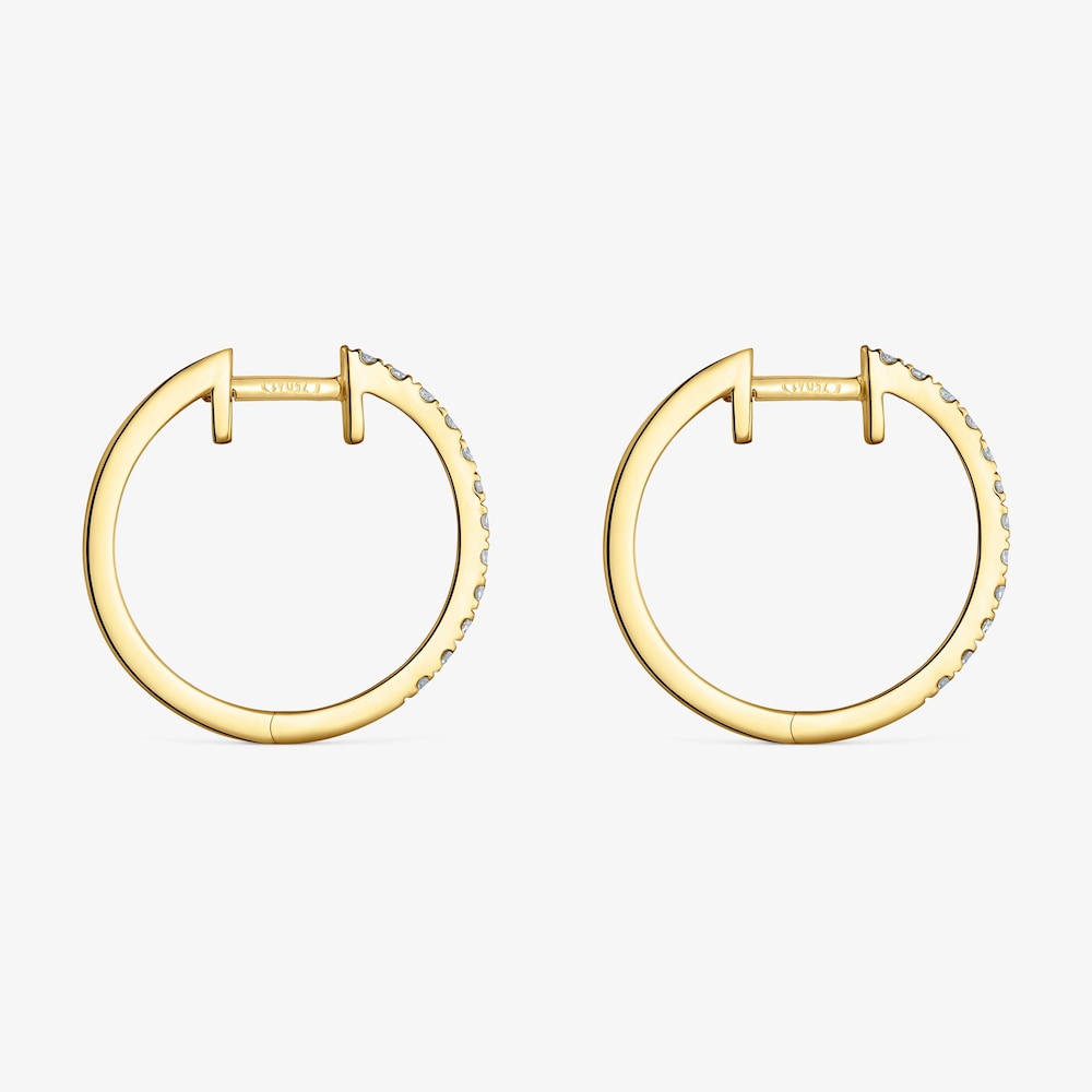 Pendientes aro cortos de oro con diamantes 15 mm Les Classiques