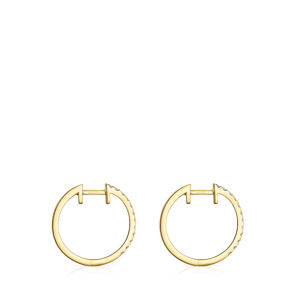 Pendientes aro cortos de oro con diamantes 12,5 mm Les Classiques Pendientes aro cortos de oro con diamantes 12,5 mm Les Classiques