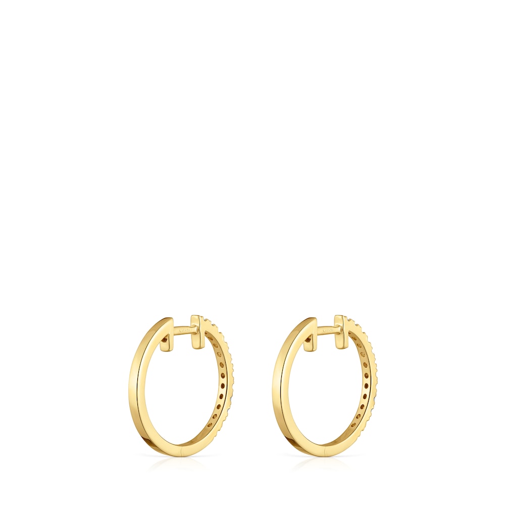 Pendientes aro cortos de oro con diamantes 12,5 mm Les Classiques Pendientes aro cortos de oro con diamantes 12,5 mm Les Classiques