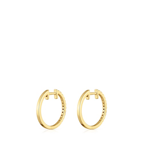 Pendientes aro cortos de oro con diamantes 12,5 mm Les Classiques
