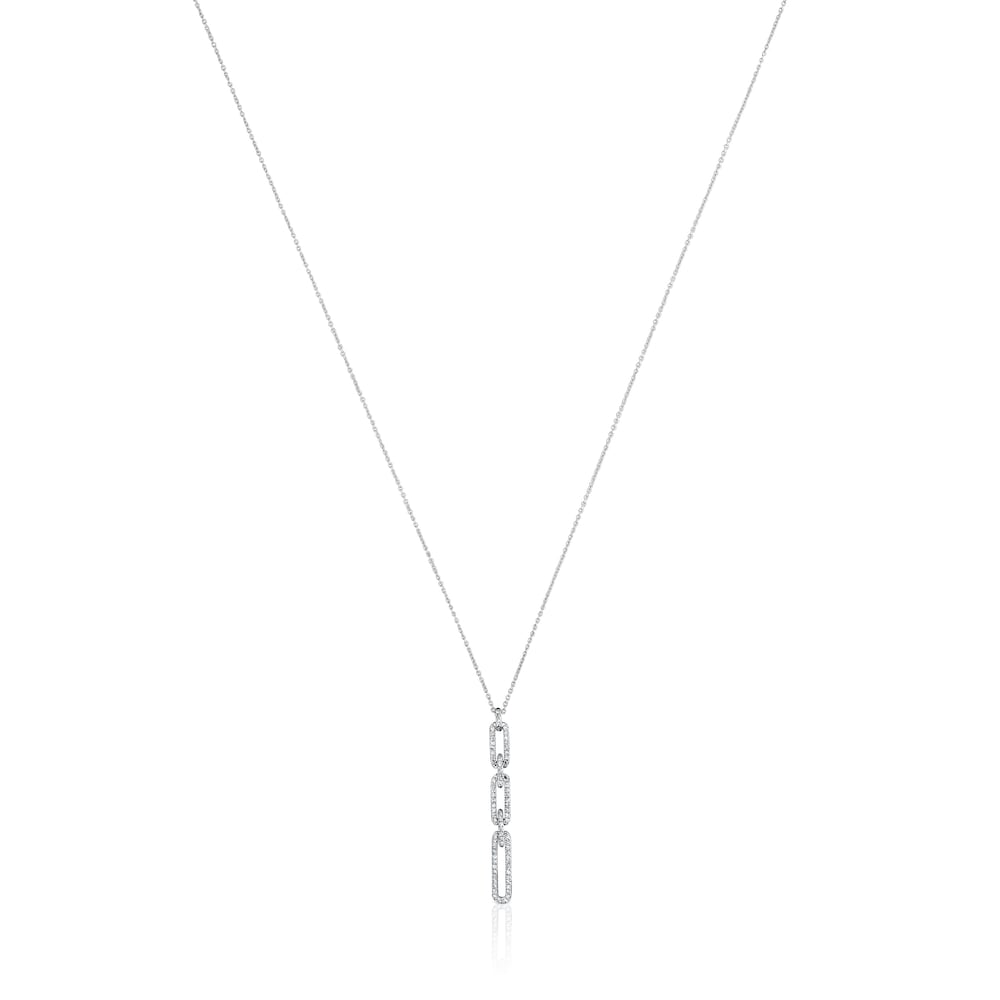 Short oval Necklace in white gold with diamonds Les Classiques