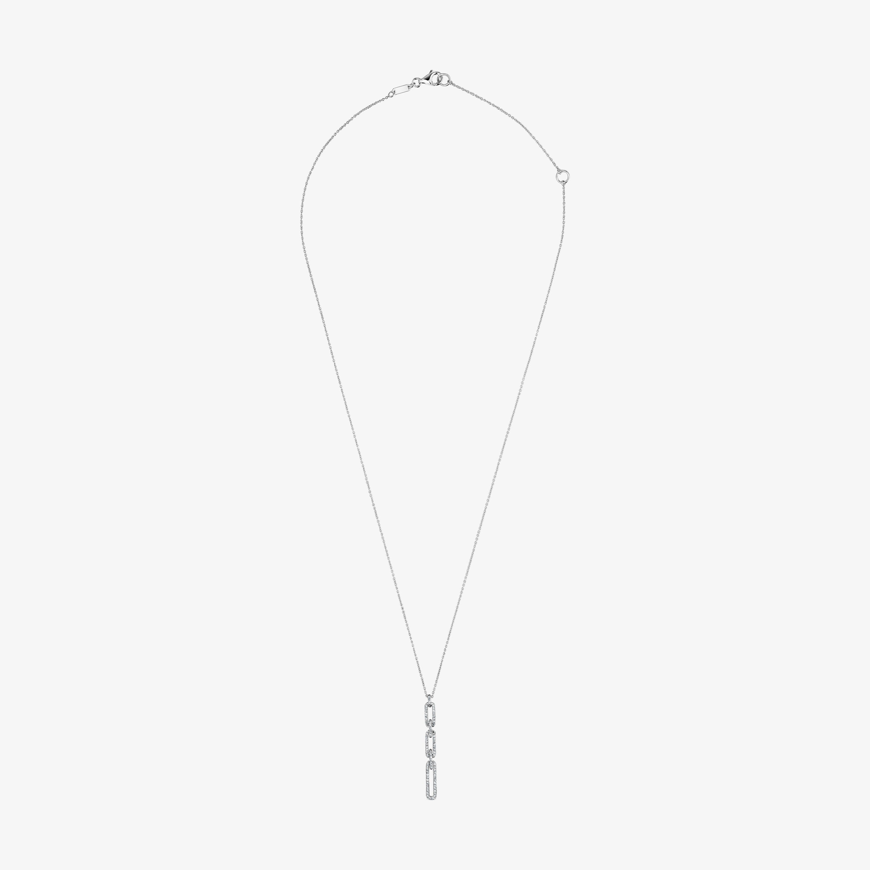 Short oval Necklace in 18K white gold with diamonds Les Classiques
