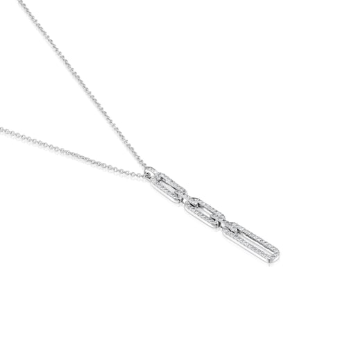 Collar corto oval de oro blanco con diamantes Les Classiques