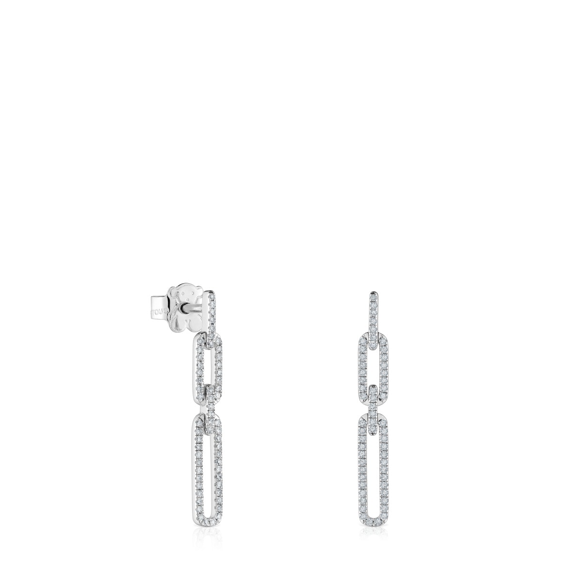 Long white gold oval Earrings with diamonds Les Classiques