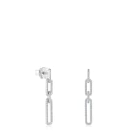 Long white gold oval Earrings with diamonds Les Classiques