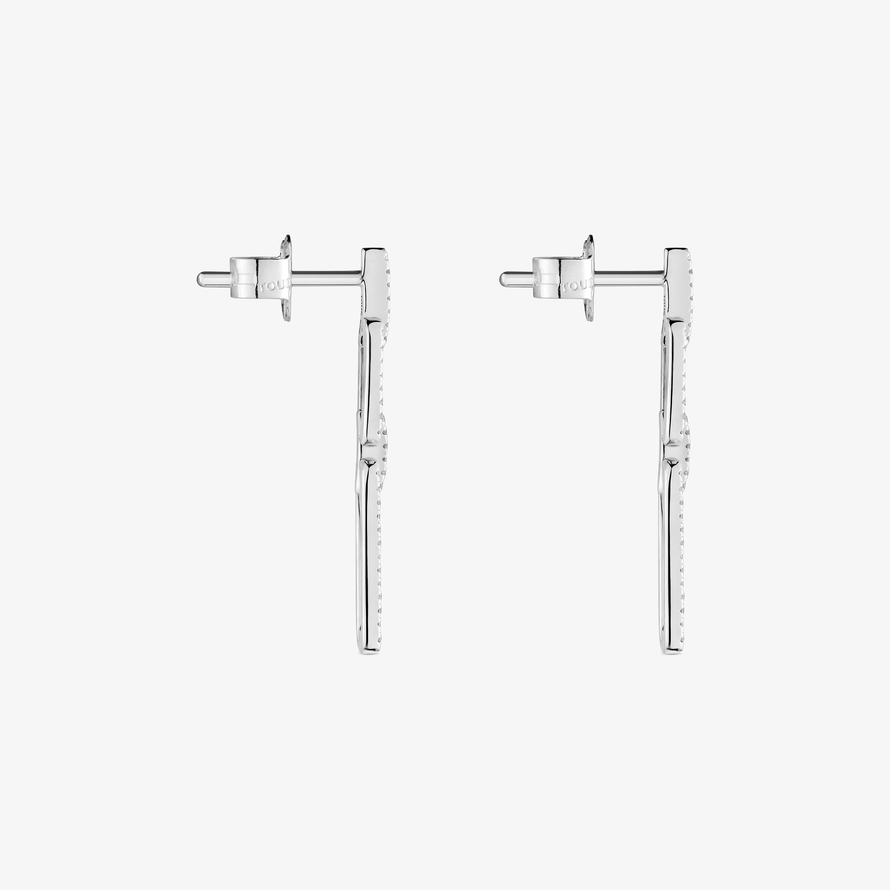 Long 18K white gold oval Earrings with diamonds Les Classiques