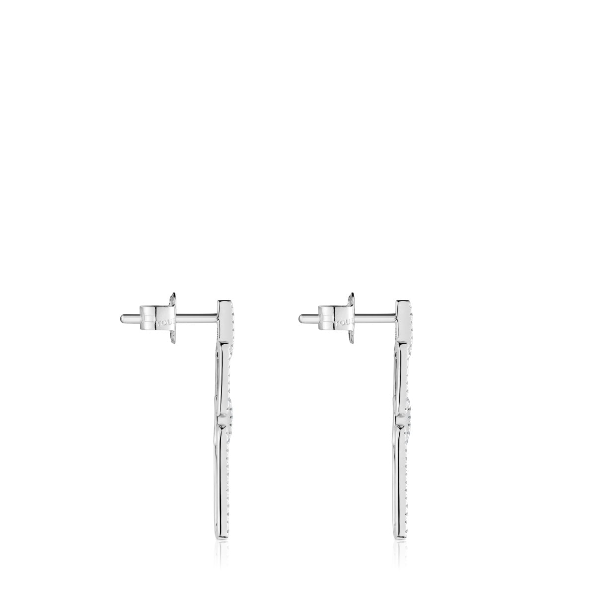 Long white gold oval Earrings with diamonds Les Classiques