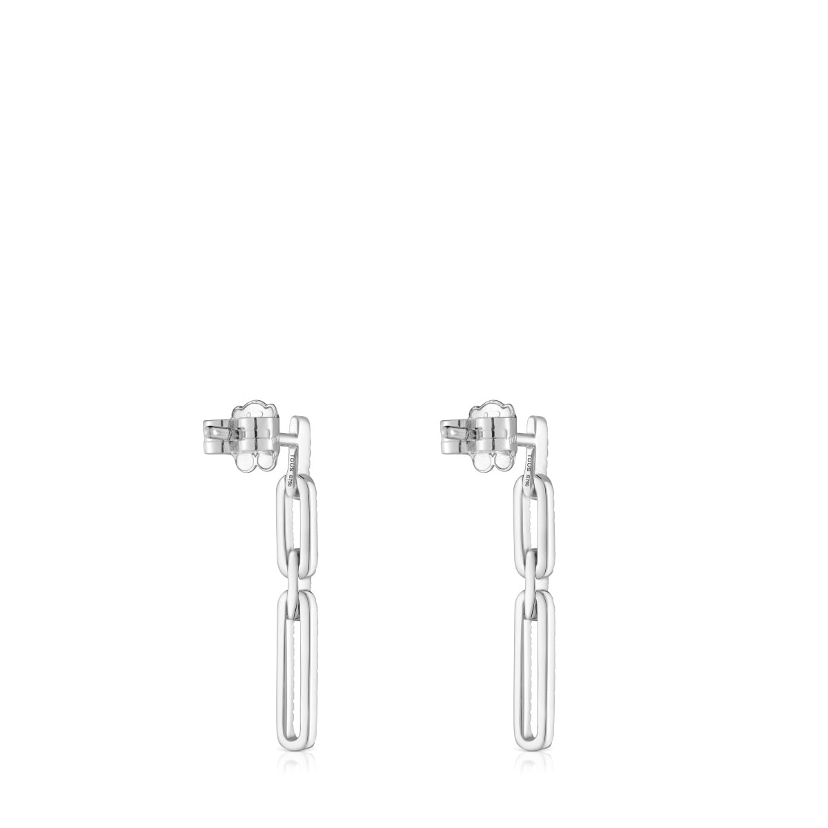 Long white gold oval Earrings with diamonds Les Classiques