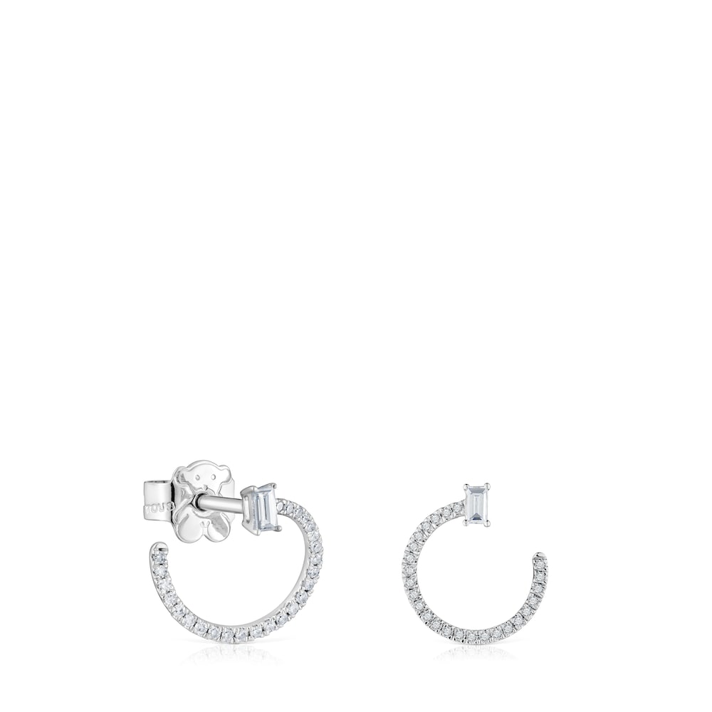 Medium short hoop Earrings in white gold with diamonds Les Classiques Medium short hoop Earrings in white gold with diamonds Les Classiques