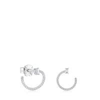 Medium short hoop Earrings in white gold with diamonds Les Classiques