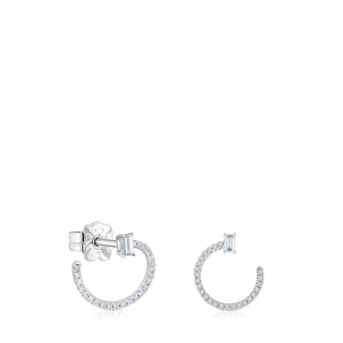 Medium short hoop Earrings in white gold with diamonds Les Classiques