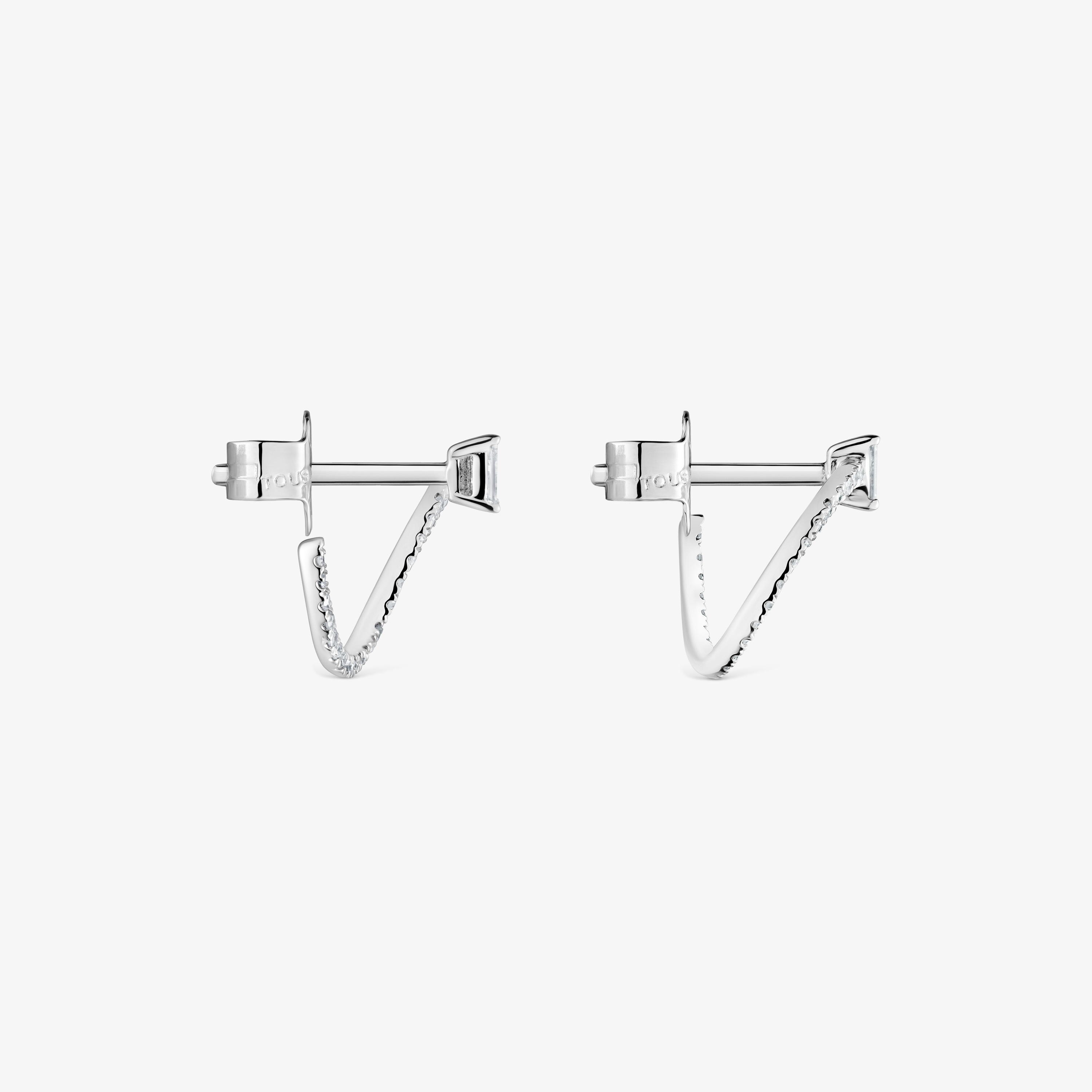 Medium short hoop Earrings in 18K white gold with diamonds Les Classiques