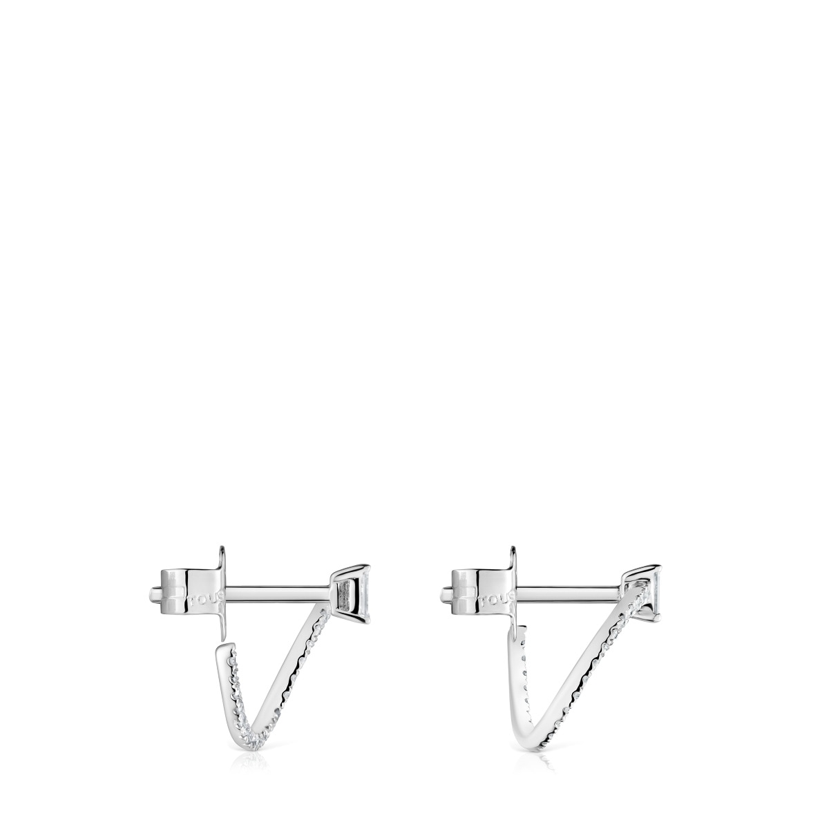 Medium short hoop Earrings in white gold with diamonds Les Classiques